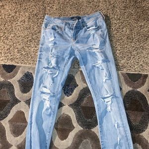 Ripped low rise jeans